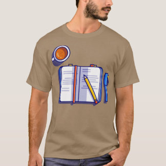 T-shirt Livre Avec Stylo À Crayon Et Café