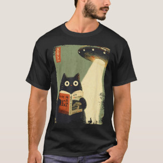 T-shirt Livre de chat japonais vintage amateur d'Ufo Alien