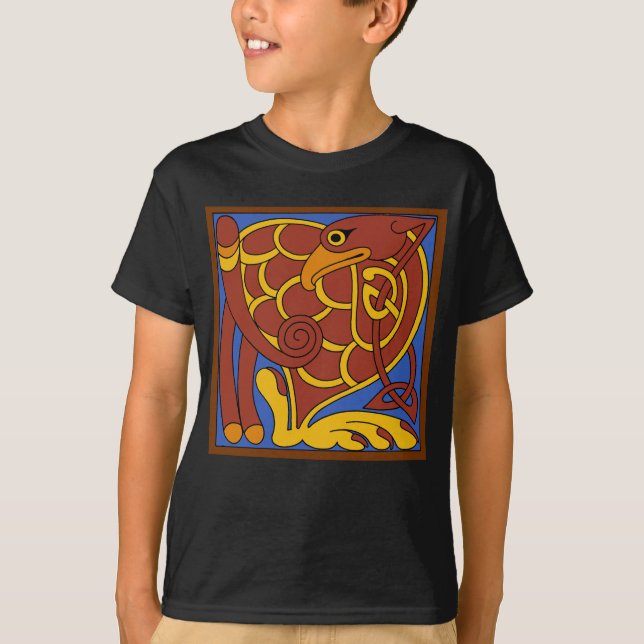 T-shirt Livre De Kells Celtic Knot Oiseau Médiéval (Devant)