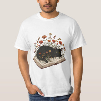 T-shirt Livre de lecture de chats mignons Livre floral Lov