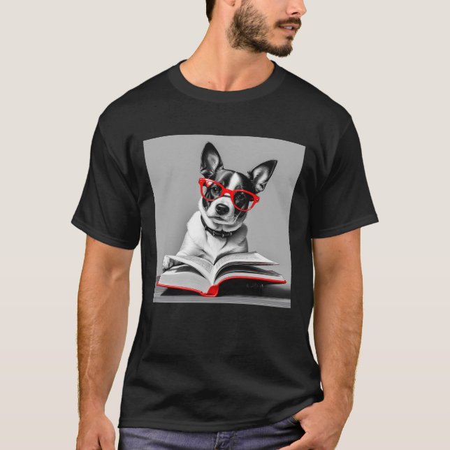 T-shirt Livre de lecture de chien (Devant)