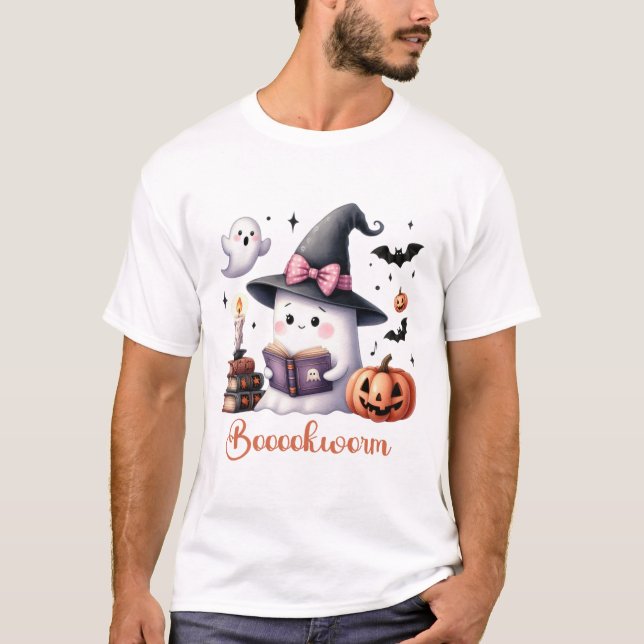 T-shirt Livre de lecture de fantôme Coquette Bow Halloween (Devant)