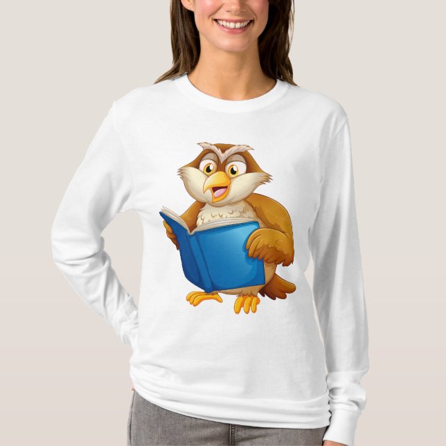 T-shirt Livre de lecture de la chouette sage (Devant)
