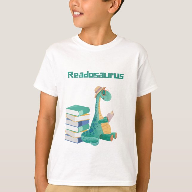 T-shirt livre de lecture du réadosaure dinosaure (Devant)