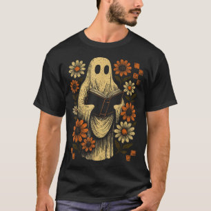 T-shirt Livre de lecture Ghost Halloween Floral Library Éf