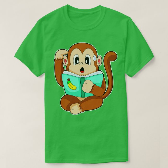 T-shirt Livre de lecture singe (Design devant)