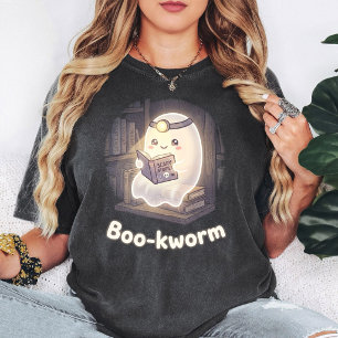 T-shirt Livre de ver de fantôme mignon lisant des histoire