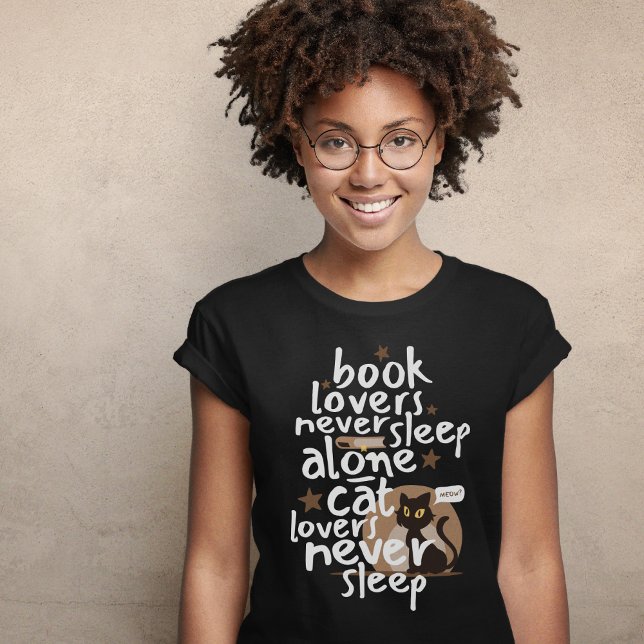 T-shirt Livre et Amoureux de les chats Dormir drôle (Book and Cat Lovers Sleep Funny T-Shirt)