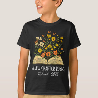T-shirt Livre floral Un nouveau chapitre commence Retraité