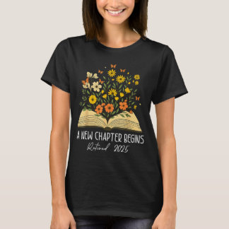 T-shirt Livre floral Un nouveau chapitre commence Retraité