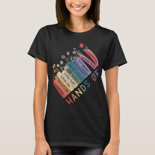 T-shirt Livre Flower Anti Trump Sécurité sociale mains off