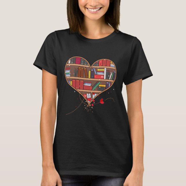 T-shirt Livre Lover Heart Shape Club Librarian Bookworm (Devant)