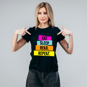 T-shirt Livre Lover's Eat Sleep Lire la répétition