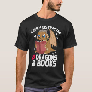T-shirt Livre Nerd Facilement Distrait Par Dragons Et Livr
