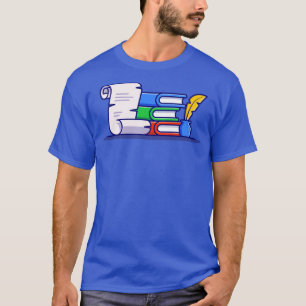 T-shirt Livre Papier Avec Stylo En Plumes Et Encre
