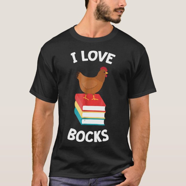 T-shirt Livre Poulet Lecture J'aime Bocks Tee (Devant)
