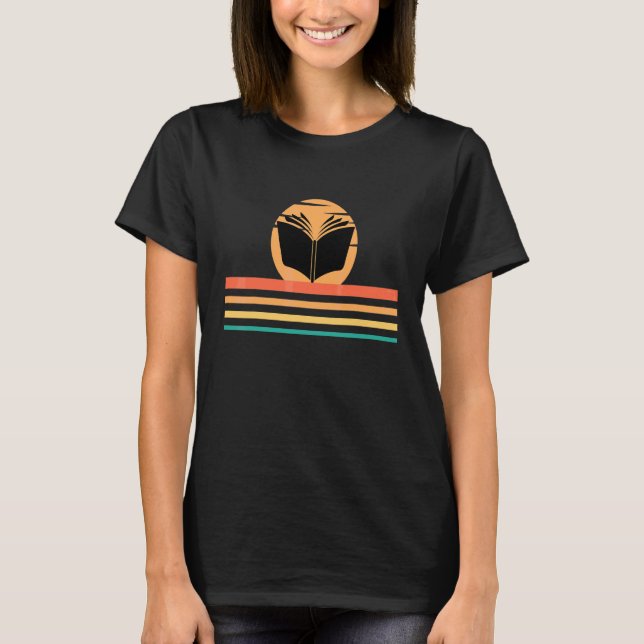 T-shirt Livre Rétro Coucher de Soleil Pour Bibliothèque de (Devant)