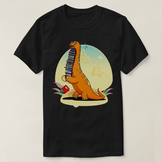 T-shirt Livre Worm Dino Dinosaur Bibliothèque Librairie Le (Design devant)