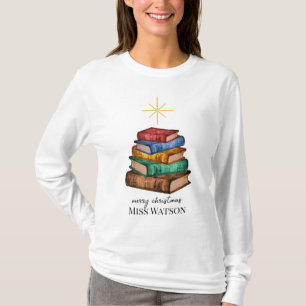 T-shirt Livres Arbre de Noël Enseignant chemise personnali