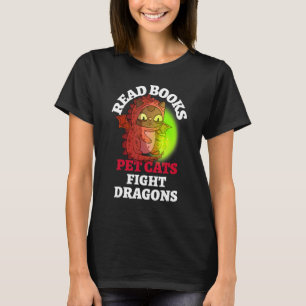 T-shirt Livres Cat Fight Dragons Bookish Magagone Readi
