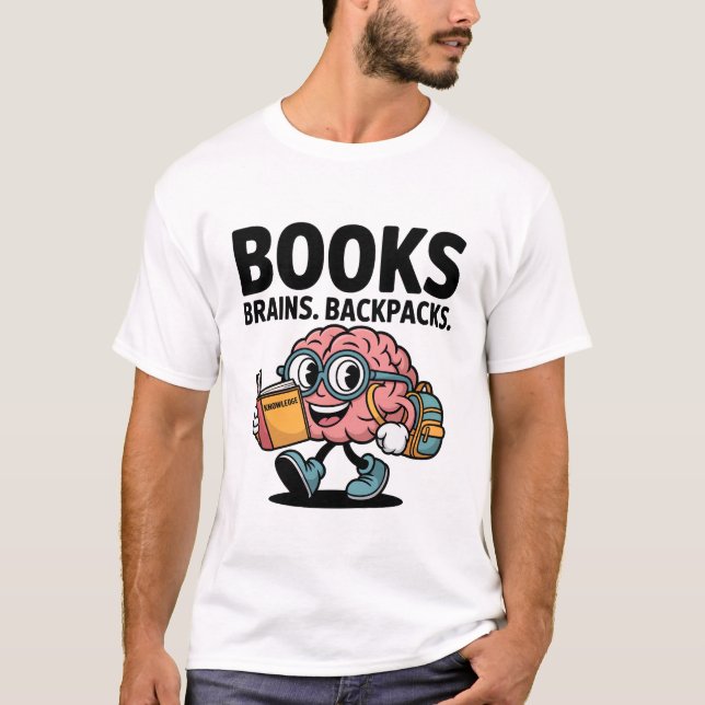 T-shirt Livres Cerveaux Backpacks Funny Kawaii Cerveau de  (Devant)