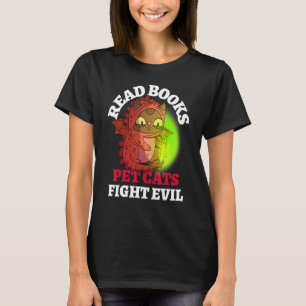 T-shirt Livres Chats combattre mal livre livre magique dra