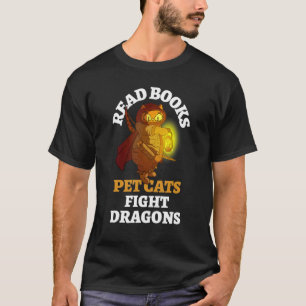 T-shirt Livres Chats Dragon Bookish Bookworm Reading Bibli