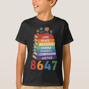 T-shirt Livres Colorés Empilés Pour le Changement Anti Tru