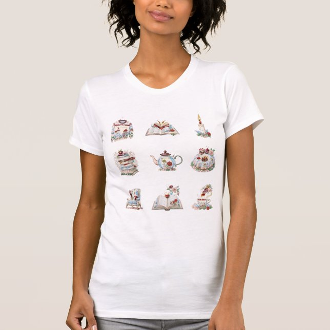 T-shirt Livres confortables Cute Teapot Candle Botte Swest (Devant)
