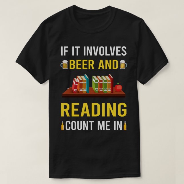 T-shirt Livres De Bière Et De Lecture (Design devant)