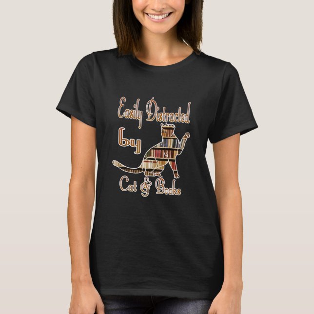 T-shirt Livres de chats facilement distraits Livre de chat (Devant)