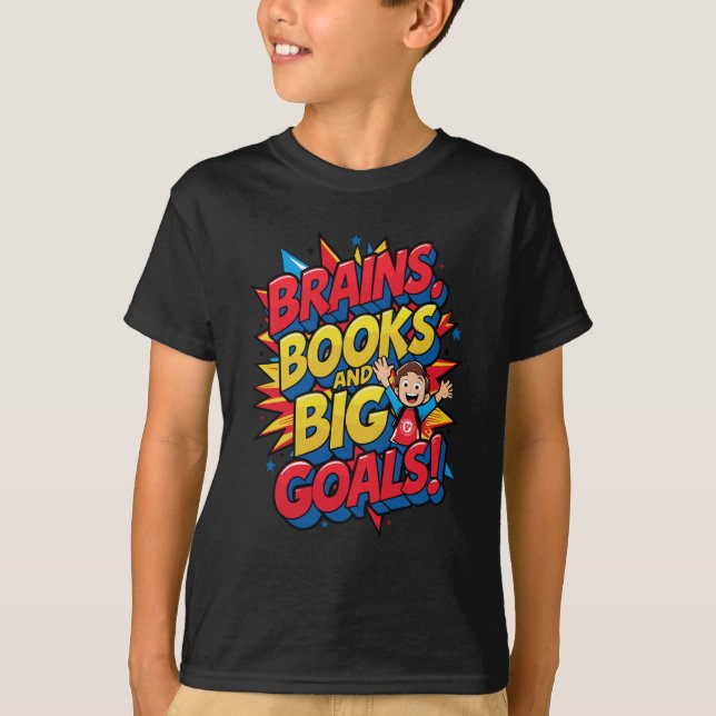 T-shirt Livres du cerveau et grands objectifs - Amusants R (Devant)