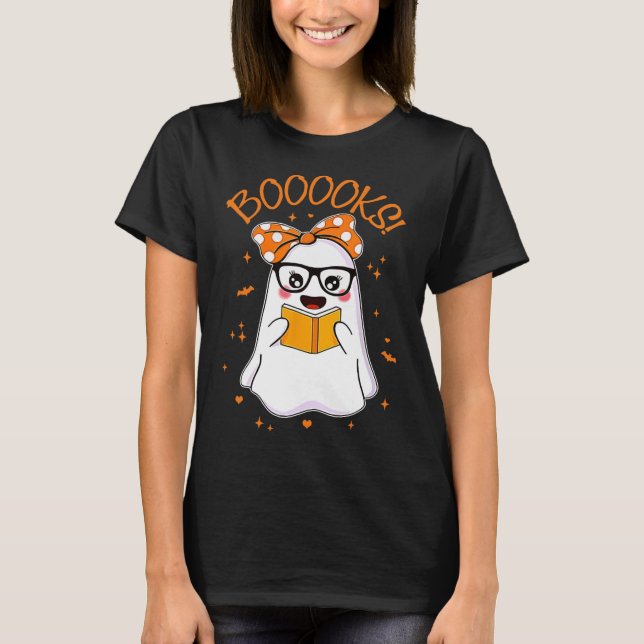 T-shirt Livres Ghost Halloween femmes enseignant bibliothè (Devant)
