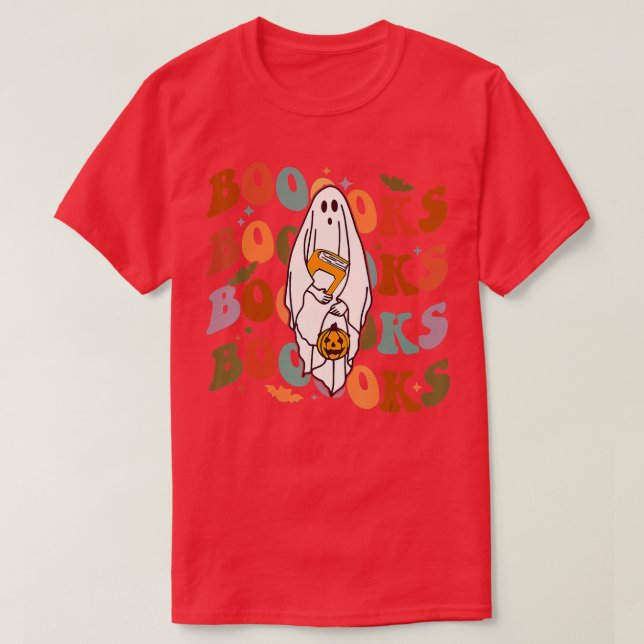 T-shirt Livres Halloween Cute Ghost Boo Lecture Livres Adu (Design devant)