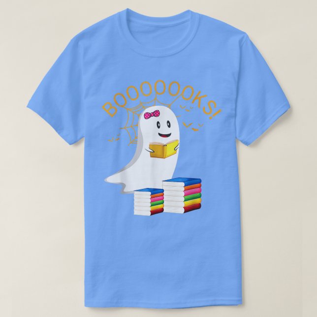 T-shirt Livres Halloween Ghost Lire Livre mignonne Livre L (Design devant)