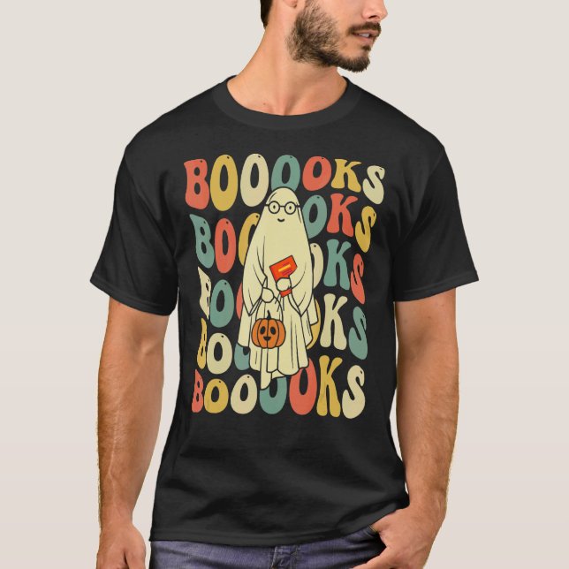 T-shirt Livres Halloween super Ghost Hippie Boo Lecture (Devant)