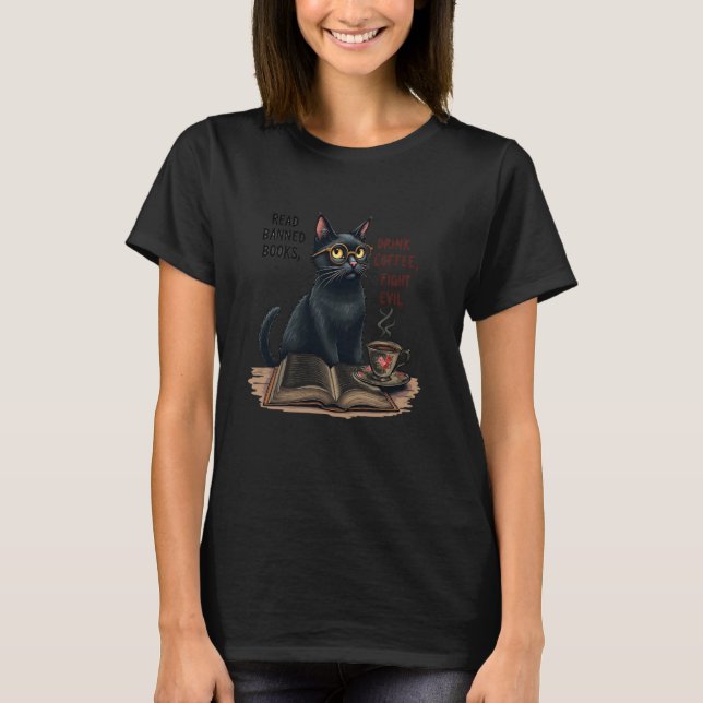 T-shirt Livres interdits Café Chat (Devant)