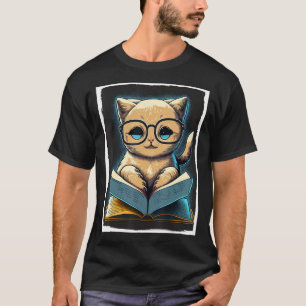 T-shirt Livres Livre Cat Lunettes Fable Educateur Lire Lec
