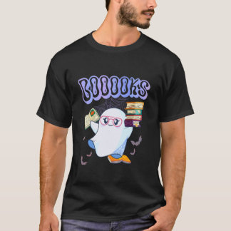 T-shirt Livres Rétro Booooks Fantôme Halloween Bibliothèqu