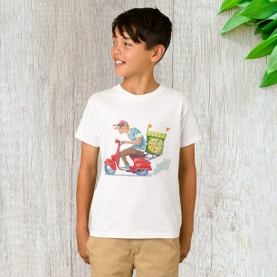 T-shirt Livreur de pizza sur scooter rouge