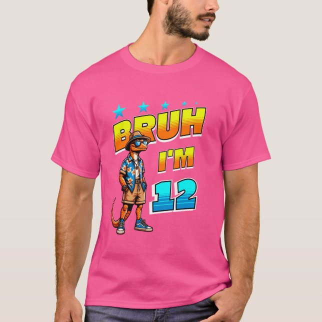 T-shirt Lizard Bruh Iu2019m 12 12e fête d'anniversaire (Devant)