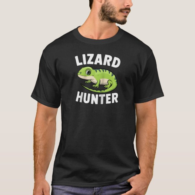 T-shirt Lizard Hunter Funny Cute Gecko Garçons Filles Enfa (Devant)