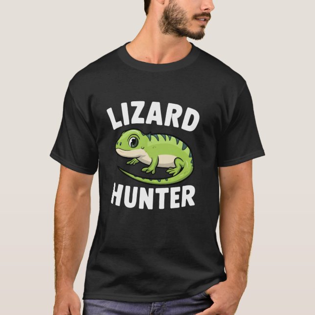 T-shirt Lizard Hunter Funny Cute Gecko Garçons Filles Enfa (Devant)