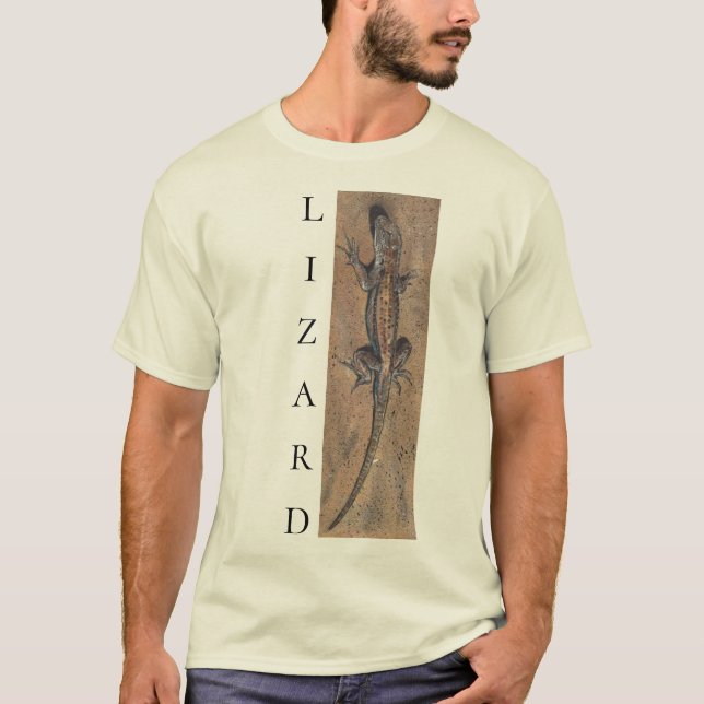 T-shirt Lizard Sand Tan Southwest Animal Design vertical (Devant)