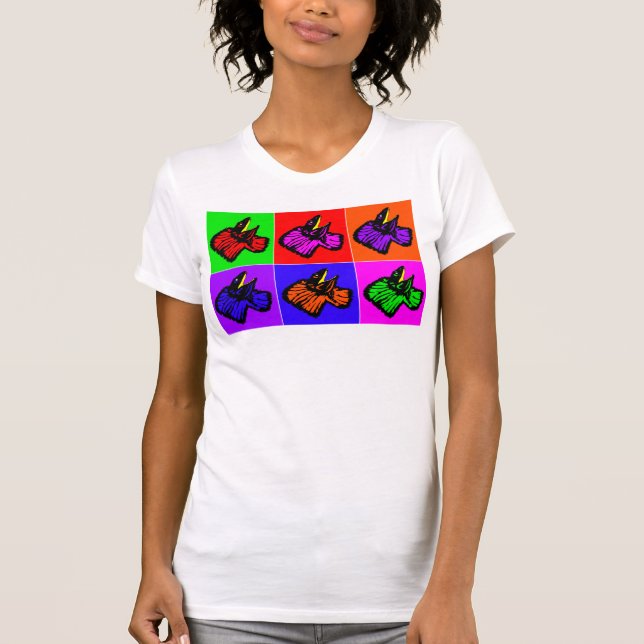 T-shirt Lizards à col frit stylisés en néon (Devant)