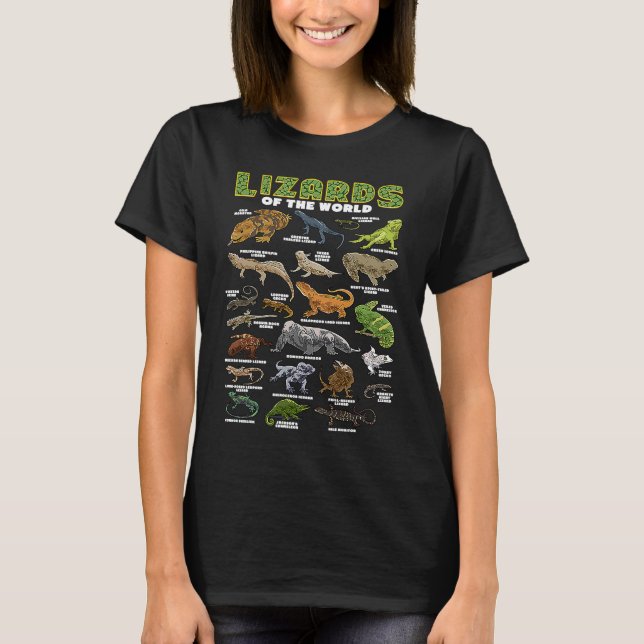 T-shirt Lizards Animal of the World Reptiles Animals Herpe (Devant)