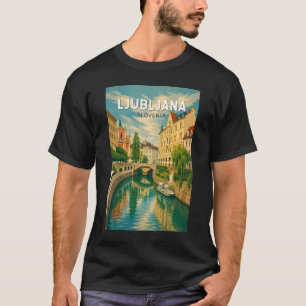 T-shirt Ljubljana Slovénie Illustration Voyage Art Vintage
