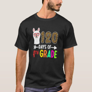 T-shirt Llama 120 Jours De 4E Année 120E Jour De L'École L