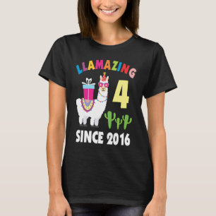 T-shirt Llama 4 ans Anniversaire Llama Boys Girls