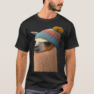 T-shirt Llama à Beanie Cute Hipster Humour